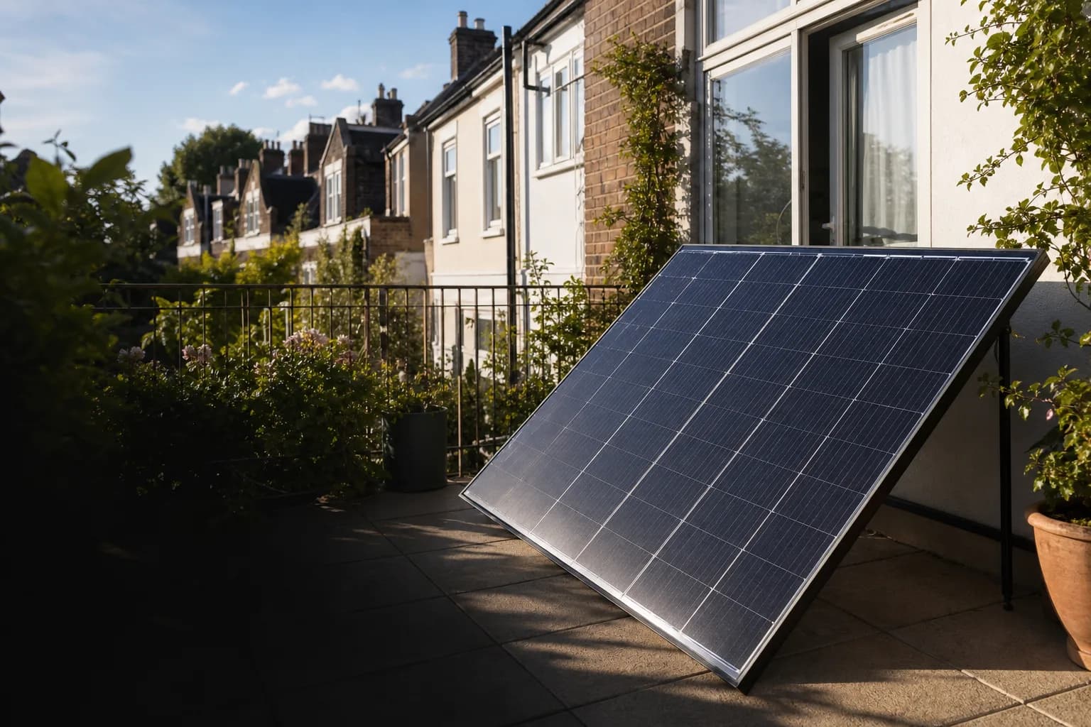 Solar panels integrated into a modern British home setting